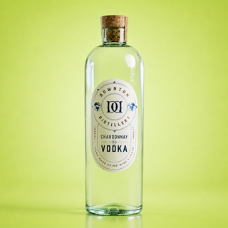 Chardonnay Vodka bottle, with lime colour background