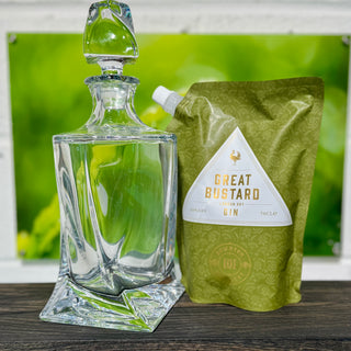 Decanter, Refill Pouch, Great Bustard Gin, Downton Distillery, Wiltshire, Salisbury