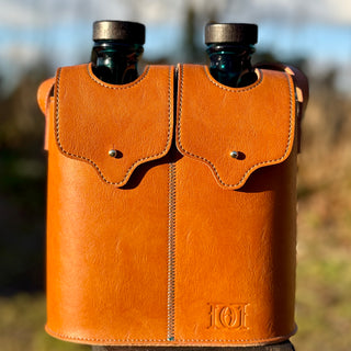 leather pouch, teal stitching, downton distillery