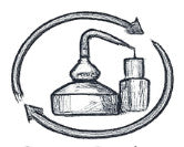 Illustration of a still, redistilling indicating circular distilling.