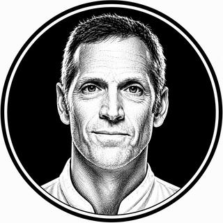 Black and white portrait of a man with a circular border