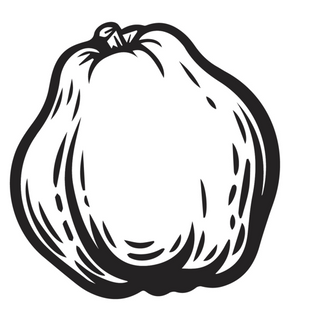 Black and white illustration of a pear