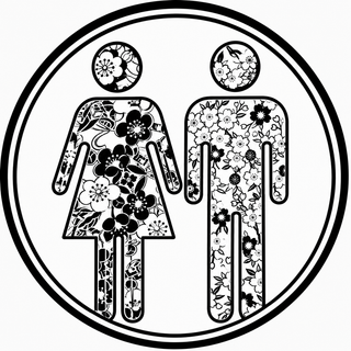 Floral gender symbols in a circle