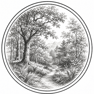 Woodland pathway with trees in the background