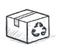 Illustration of a box with a recycling symbol on it