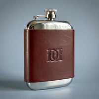 Leather | Wrapped Pewter Hip Flask - Downton Distillery UK